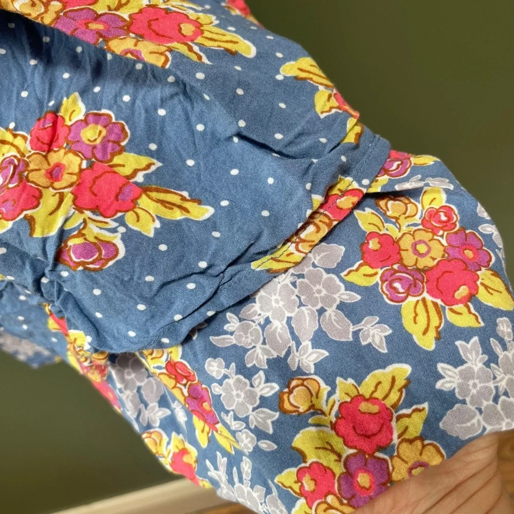 435 by Matilda Jane Girls Blue Floral Polka Dot High Low Tiered‎ Dress Size 12